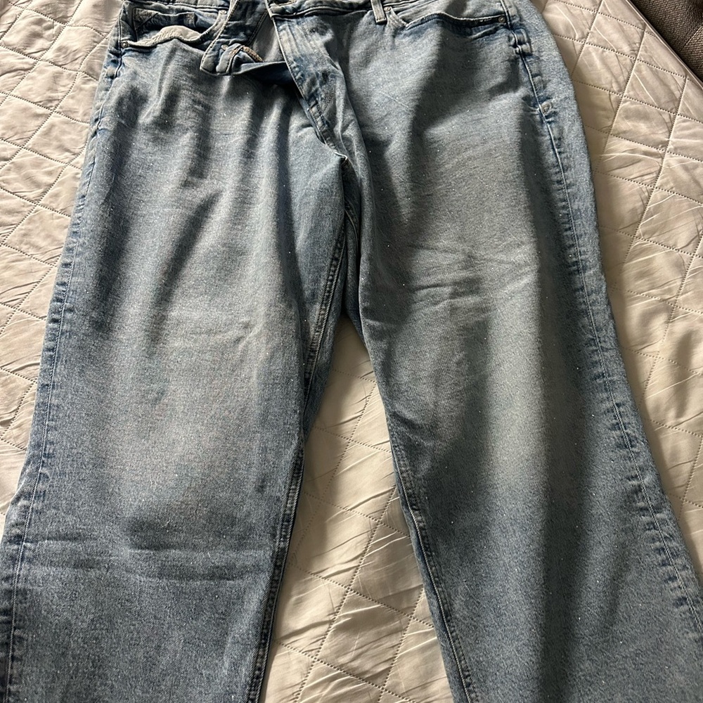 Edge Light Blue Sparkle Relaxed Jeans